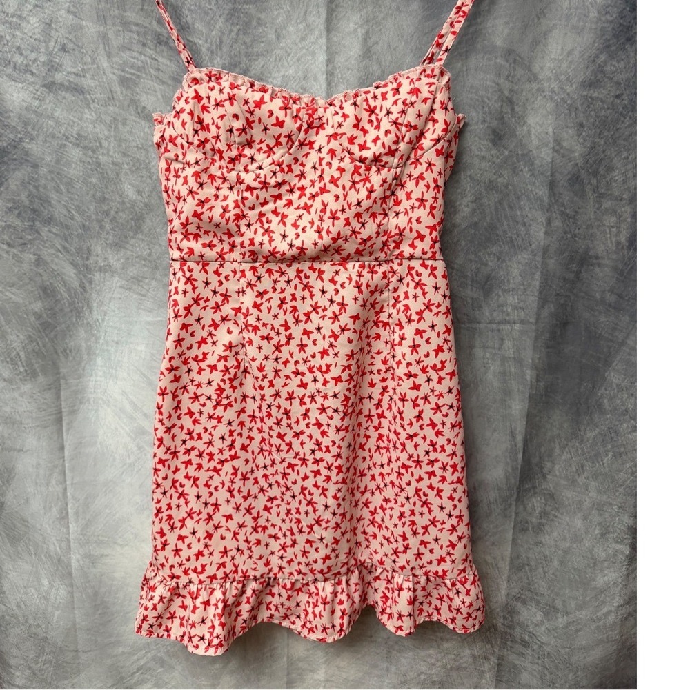 Princess Polly Pink Red Floral Star Mini Dress Romantic Coquette Vibe Size 2